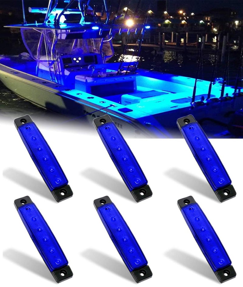 Shangyuan Marine Strip Lights, 6 LED Utility Strips, White Courtesy Light, 12V Interior Boat Lights, Blue, 6PCS - Image 1
